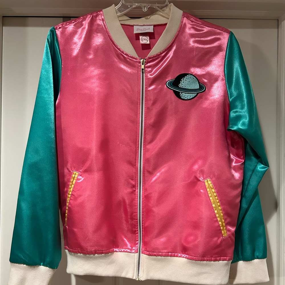 Big Bud Press Pink and Green Varsity Jacket with Emblem